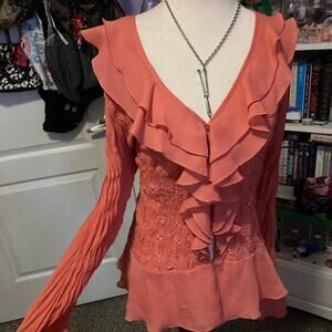 Pink ruffle blouse
